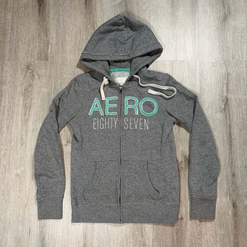 Aeropostale Aero Eighty Seven Full Zip Hoodie Gray Women's XS